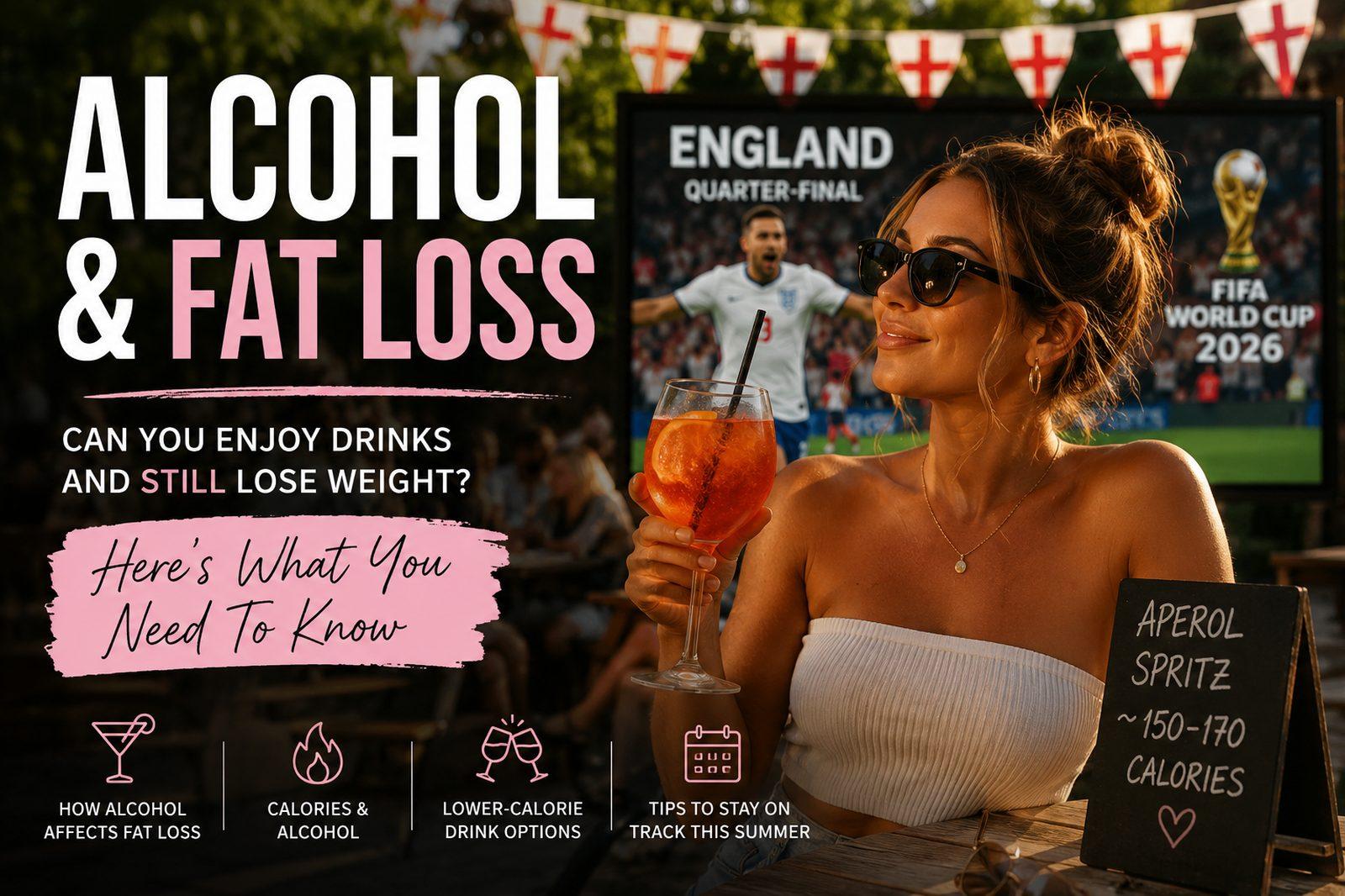 Woman holding an Aperol Spritz at an outdoor bar with a football match on a screen behind her